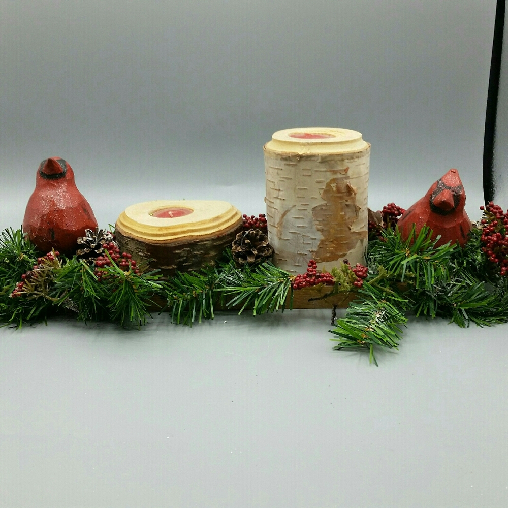 Live Edge Candle Holder Christmas Winter Decor